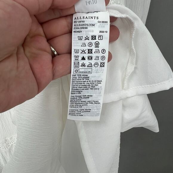 $329 AllSaints Mini Dress Womens 10 Vintage Romance Boho Chic Cottagecore Fairy - Picture 15 of 16